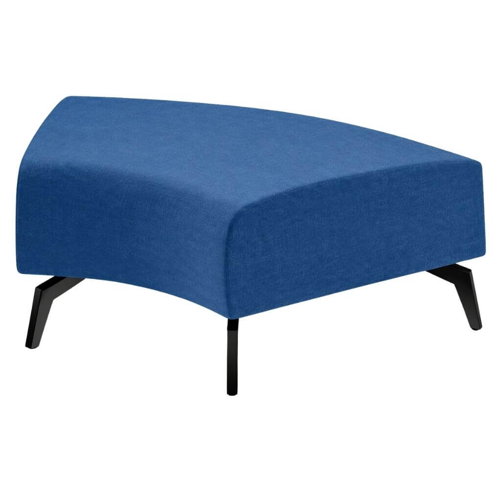Blue Curved Backless Lounge Ottoman with Black Legs