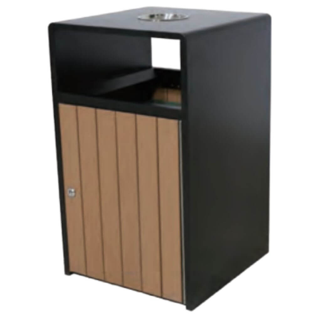 Ash Urn Hooded Trash Receptacle Wood