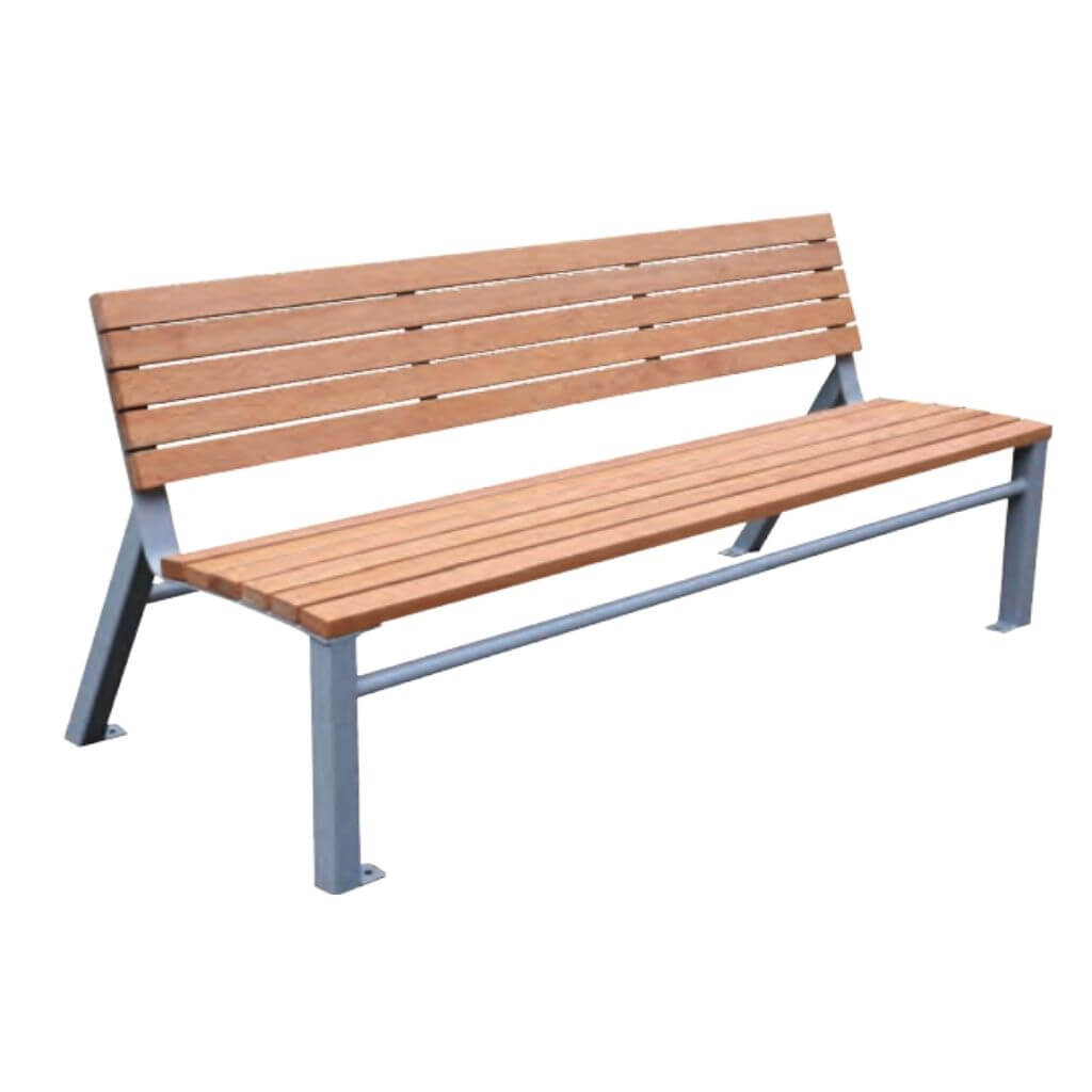 Angled Frame Slat Bench Wood