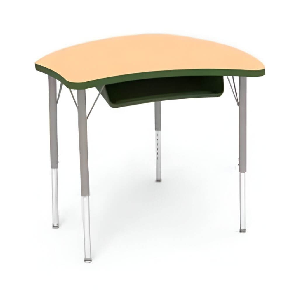 Curved Desk with Open Storage Shelf