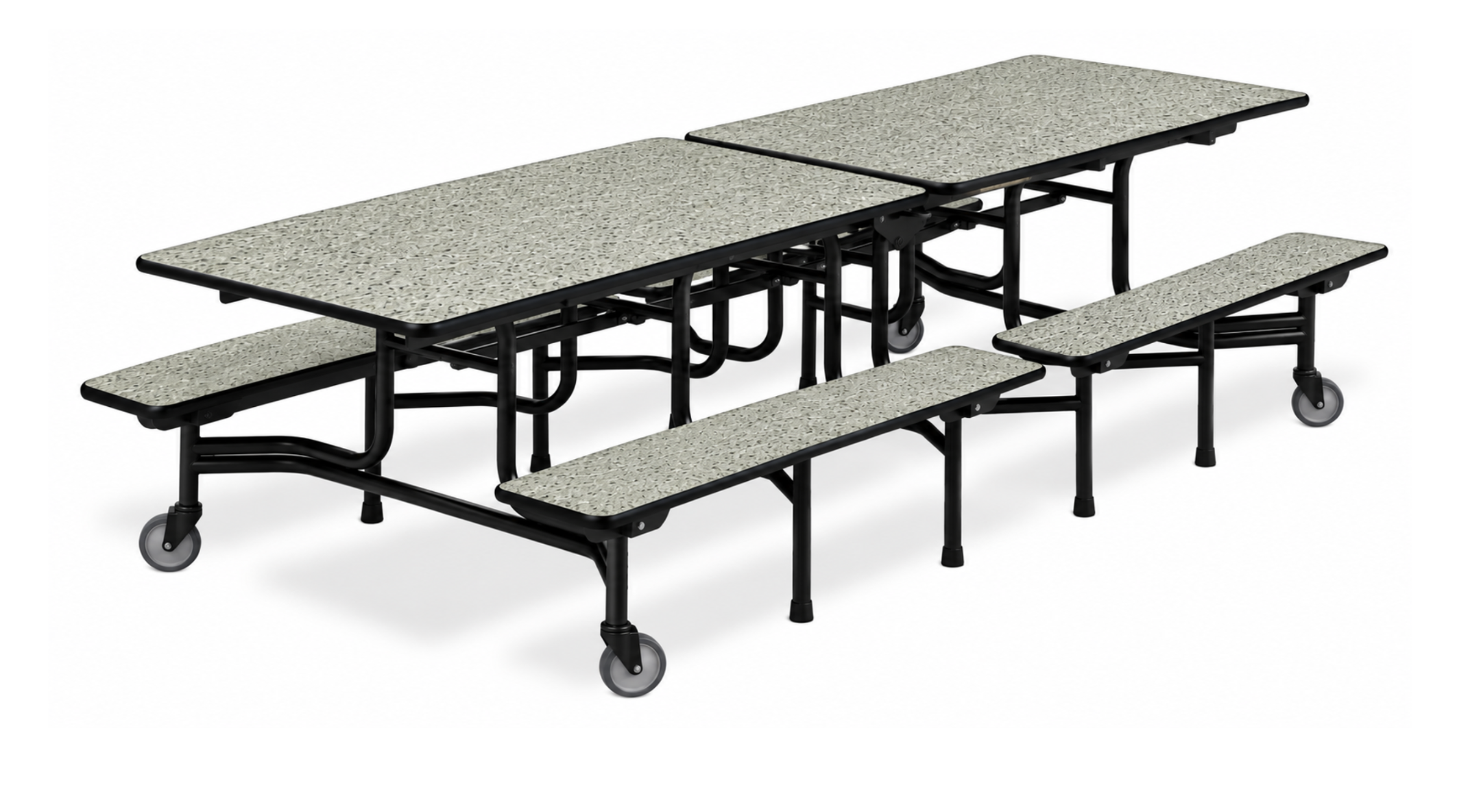 Bench Style Cafeteria Table — 8 ft — Grey Speckled Granite