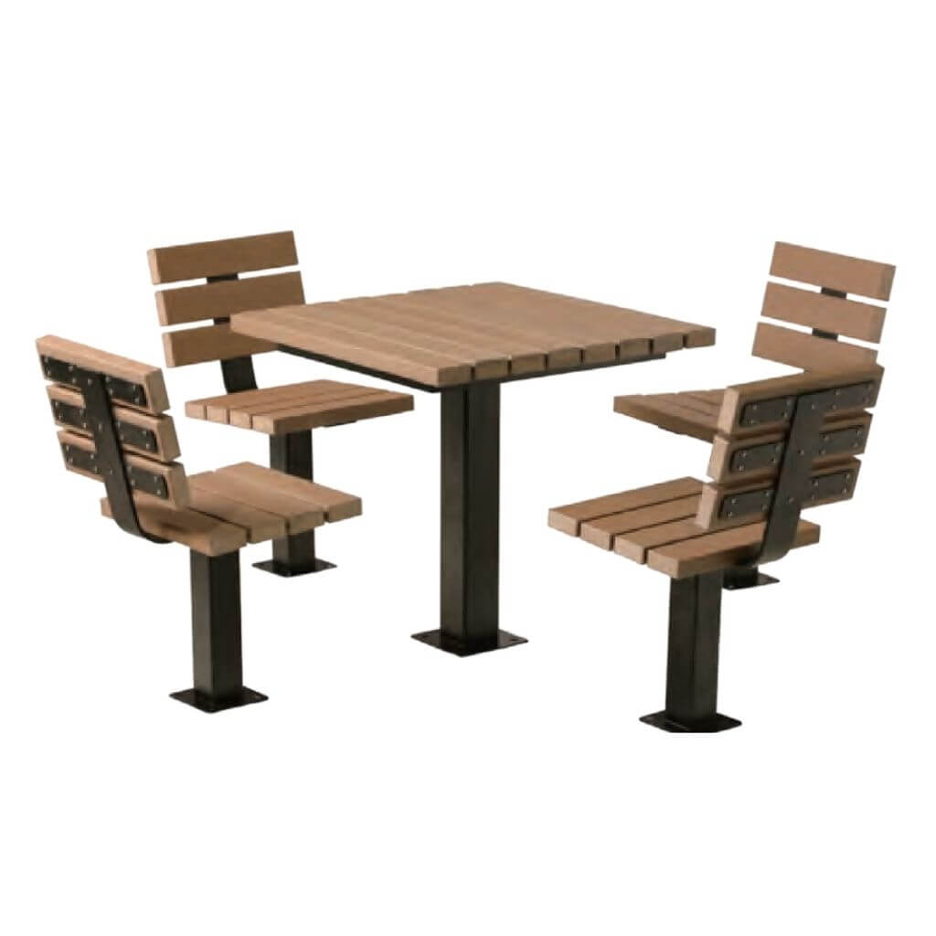 4 Seat Square Chair Picnic Table Wood