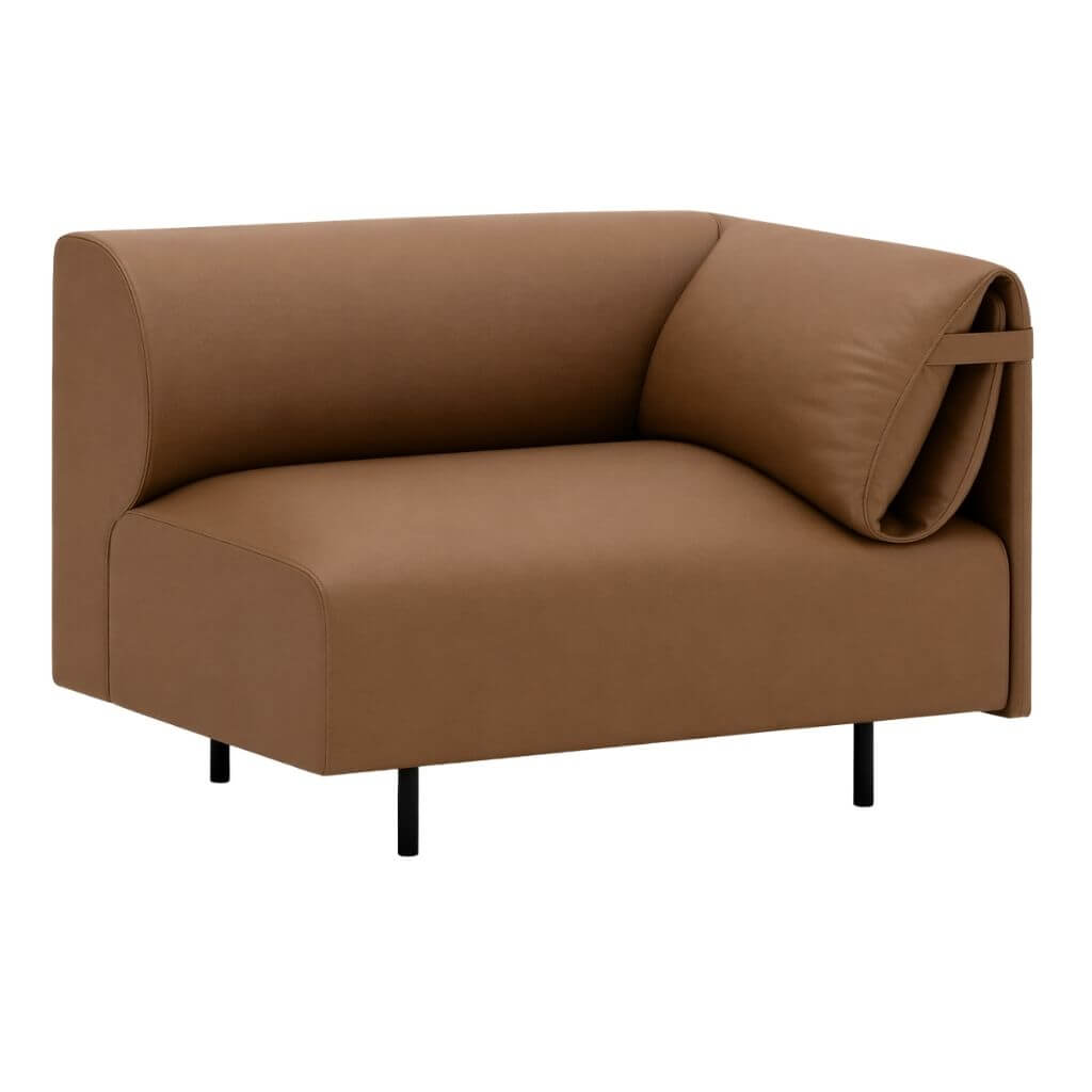 Corner Lounge Chair with Wrapped Armrest