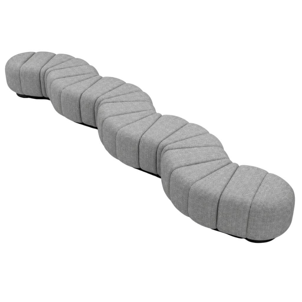 Gray Wavy Ribbed Lounge Bench