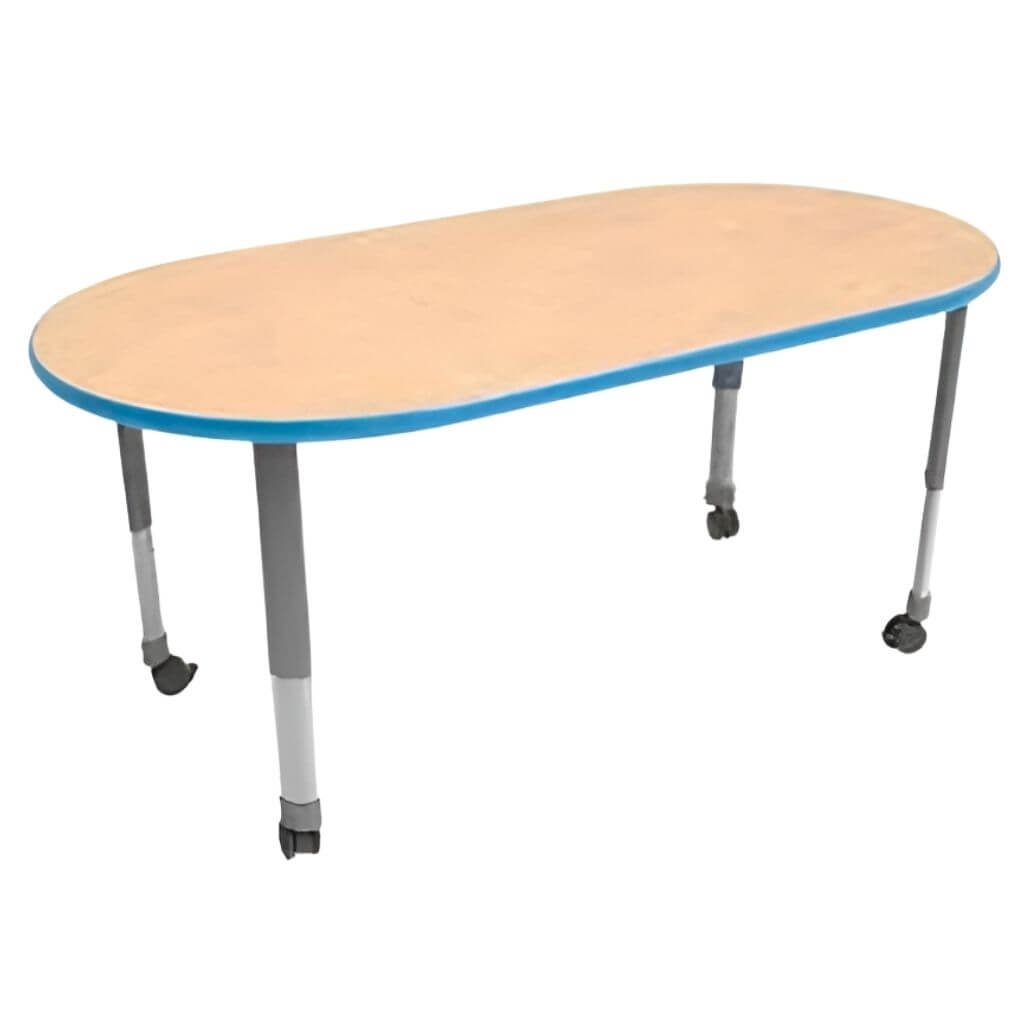 Adjustable Rolling Rounded Oval Table