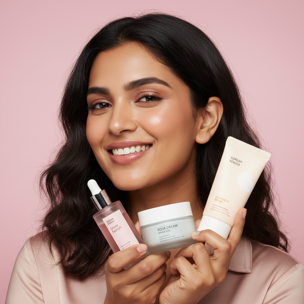 Indian Woman with Korean Skincare