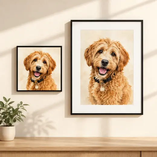 Framed wall art pieces in a home