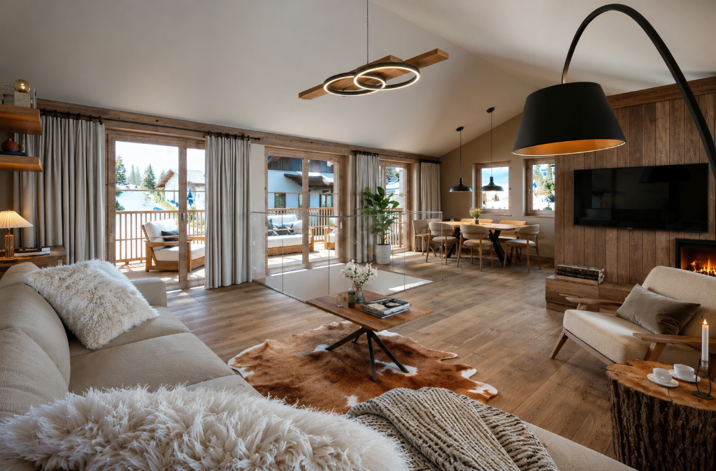 Innenansicht Wohnzimmer mit Terrasse