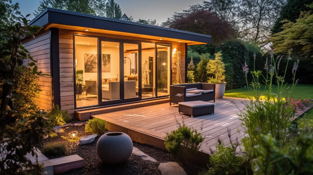Garden room with BaseShield sub-base barrier protection installed under raised timber structure