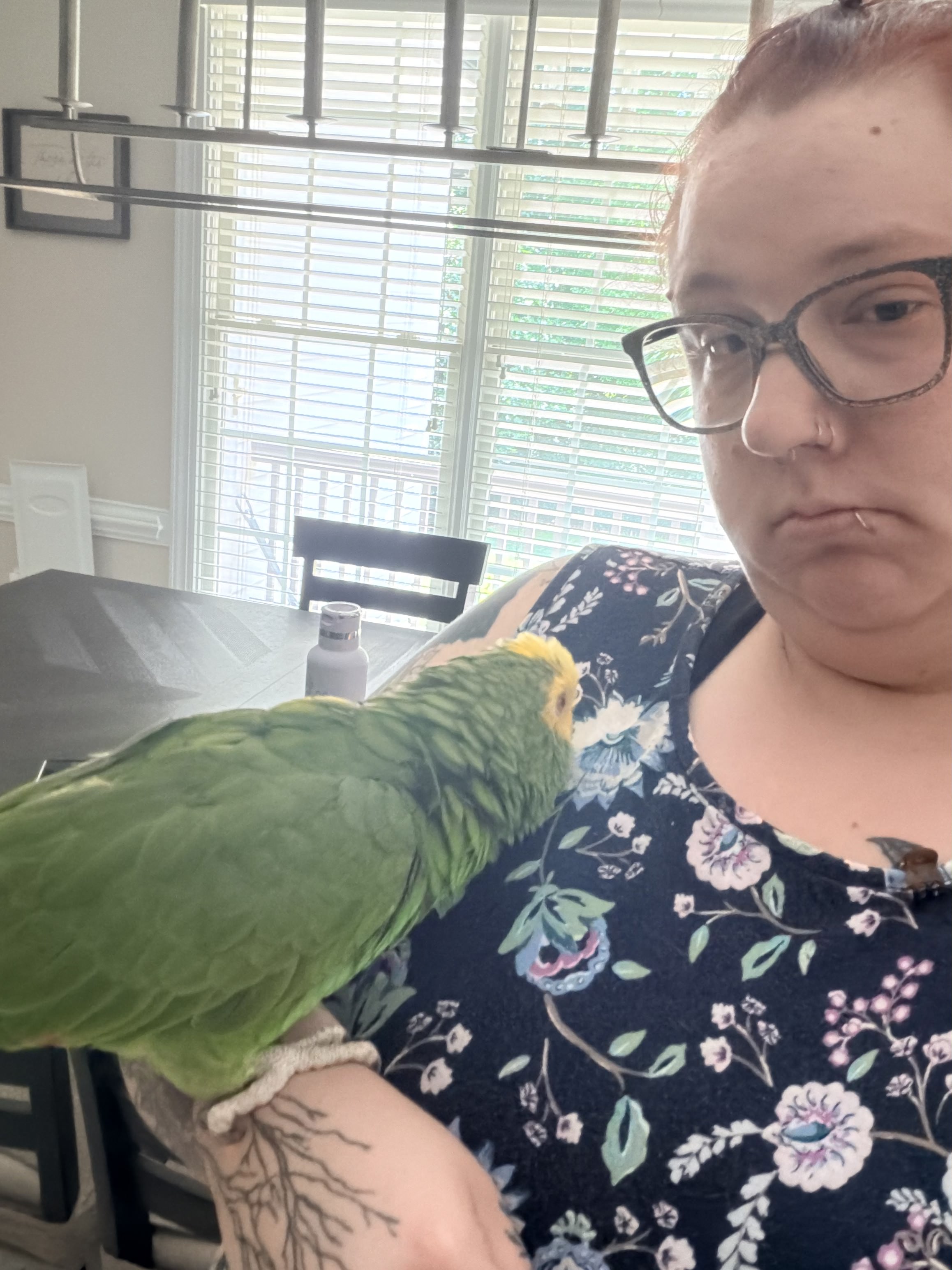 Brittney with her parrot