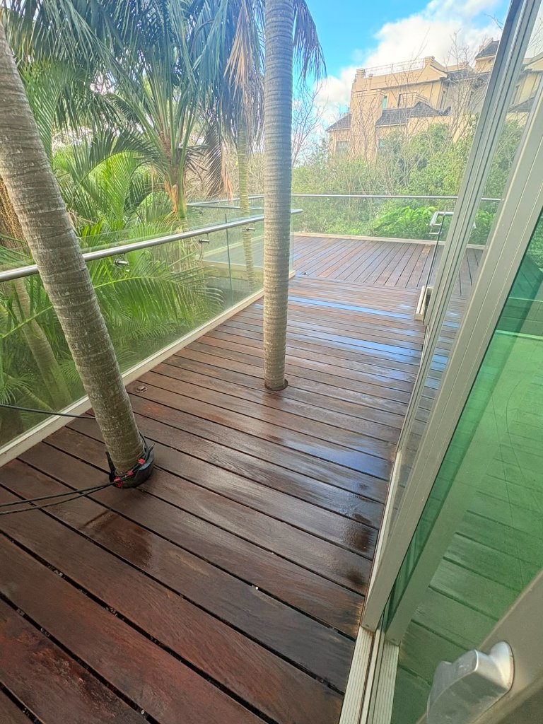 Merbau deck after restoration Earlwood Sydney - rich dark colour freshly oiled