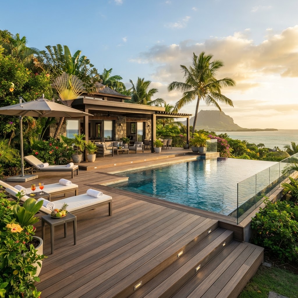 Poolside composite deck