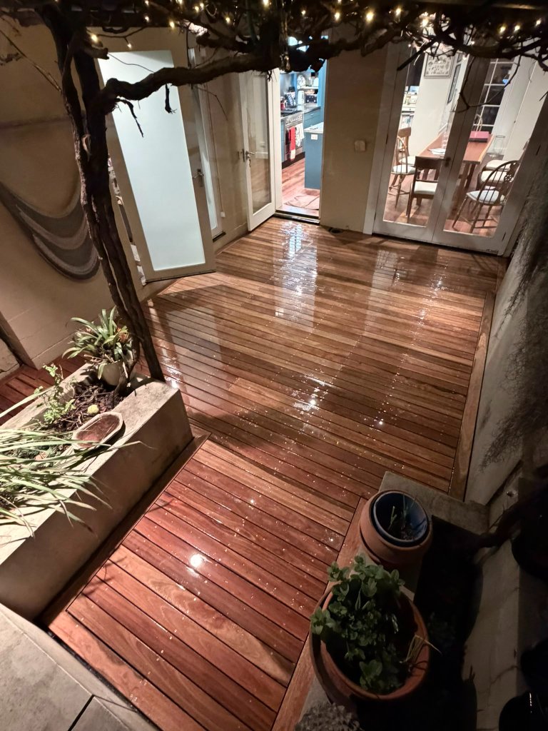 Hardwood deck from above Surry Hills terrace