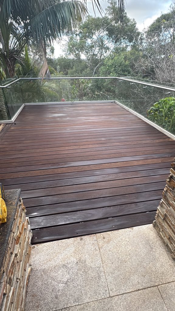 Merbau deck after sanding and oiling Earlwood - rich warm timber colour