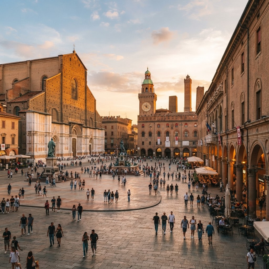 Piazza Maggiore architecture in Bologna