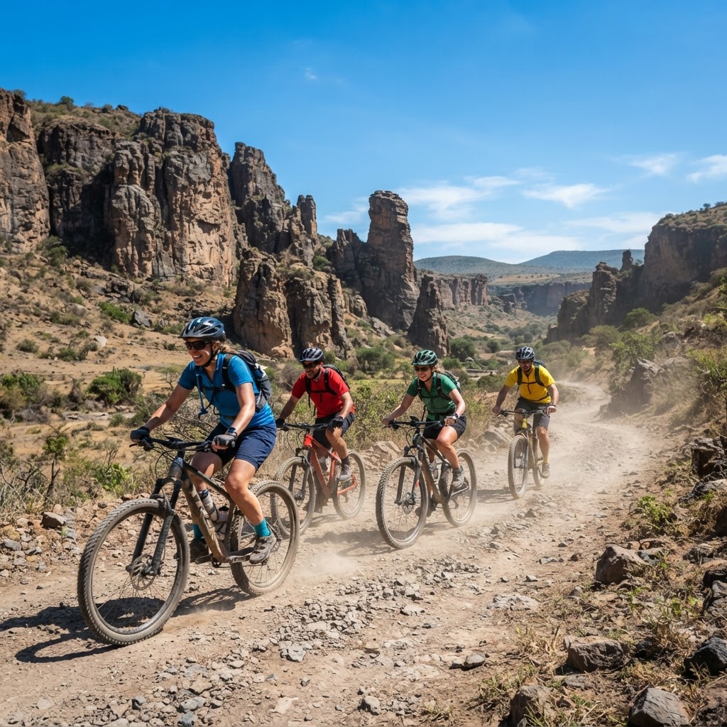 Cycling in Hell's Gate National Park near Naivasha