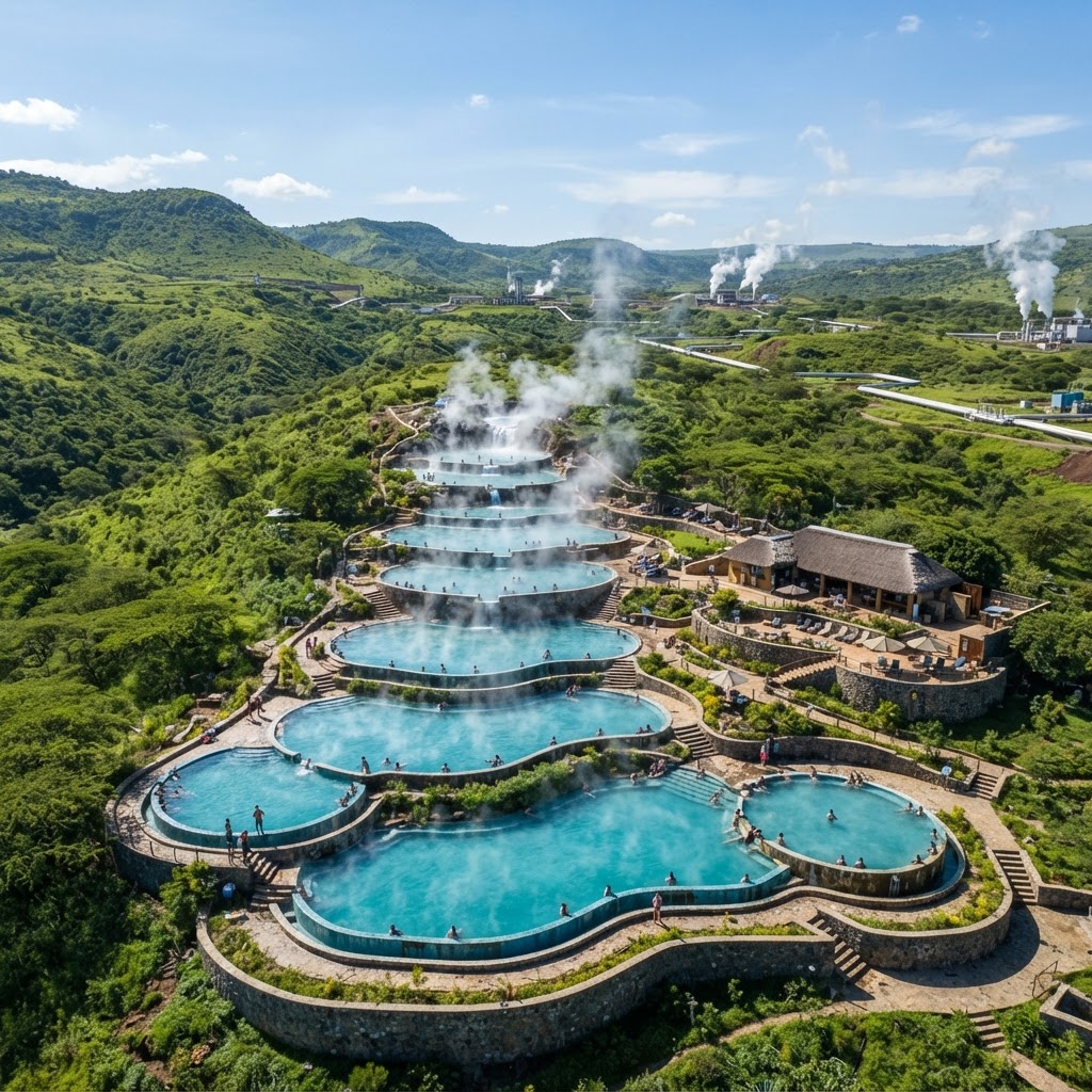 Relaxing in the Olkaria Geothermal Spa near Naivasha