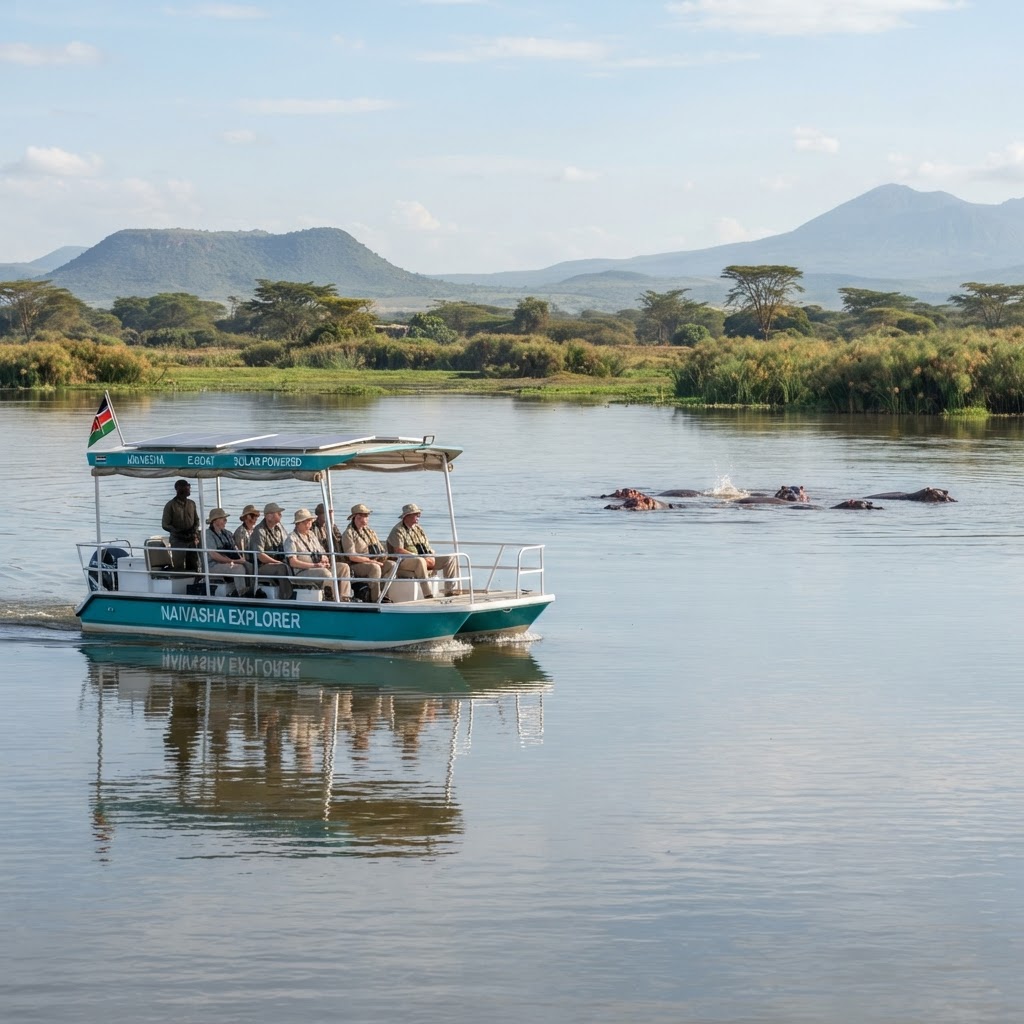 Electric boat safari on Lake Naivasha