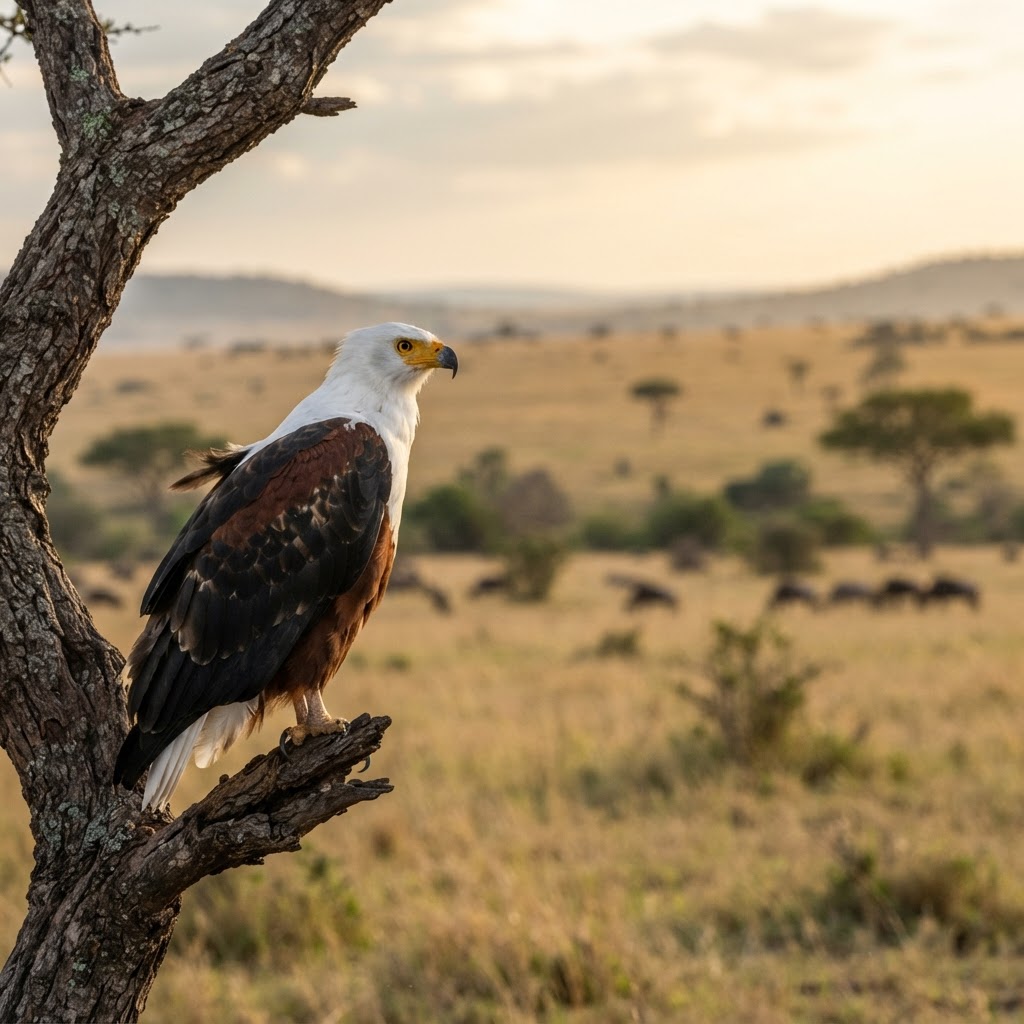 African fish eagle near Lake Naivasha