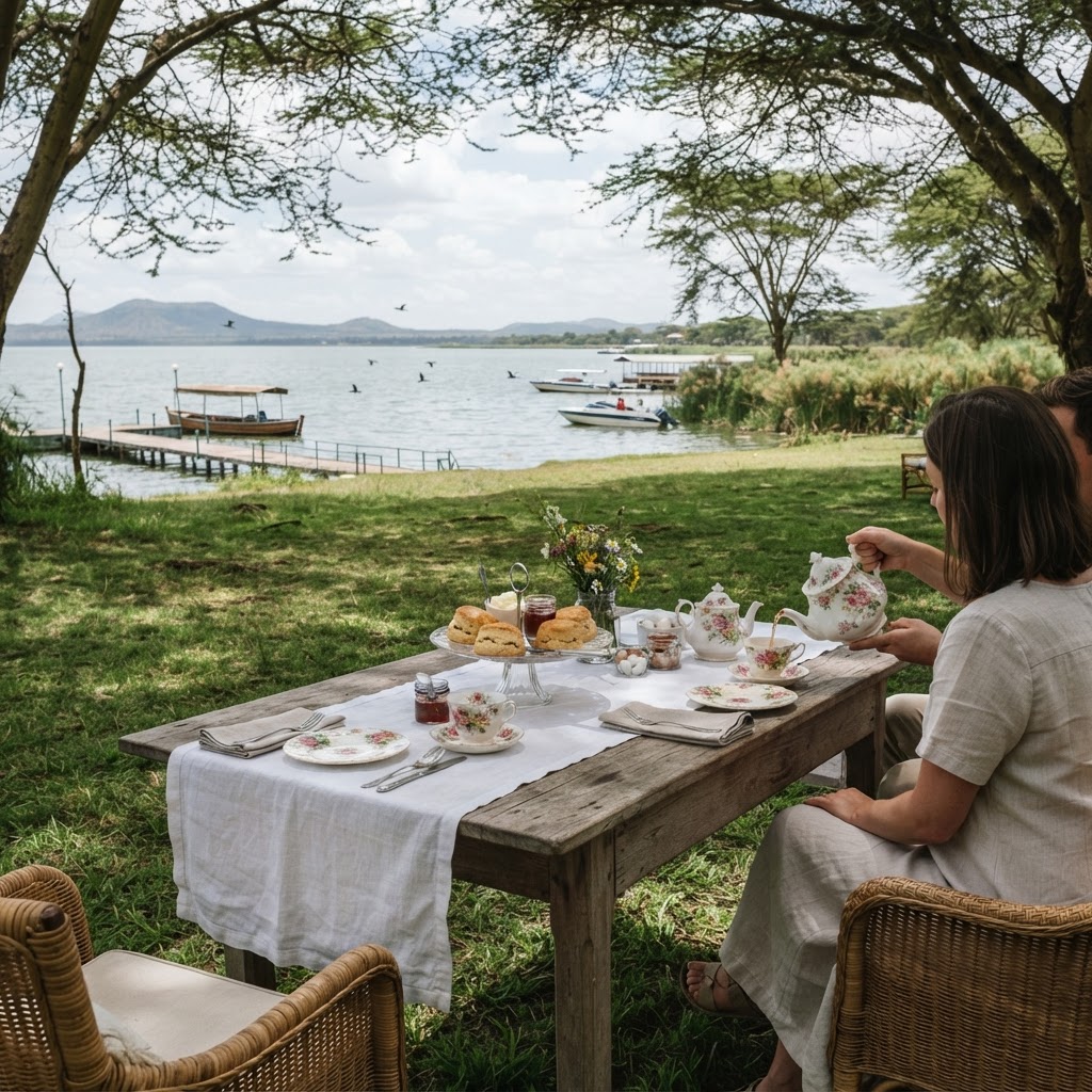 Afternoon tea service at Elsamere