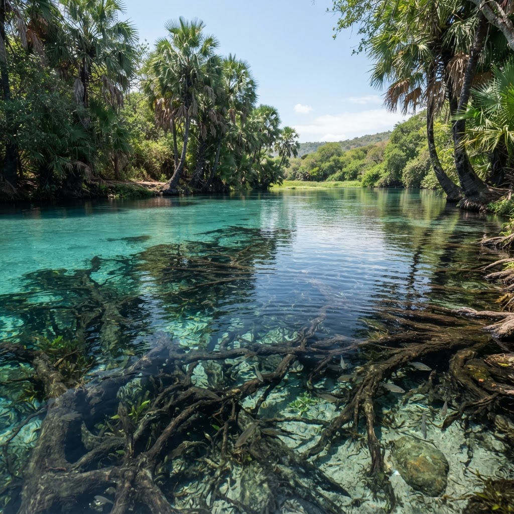 Mzima Springs crystal clear water in Tsavo West
