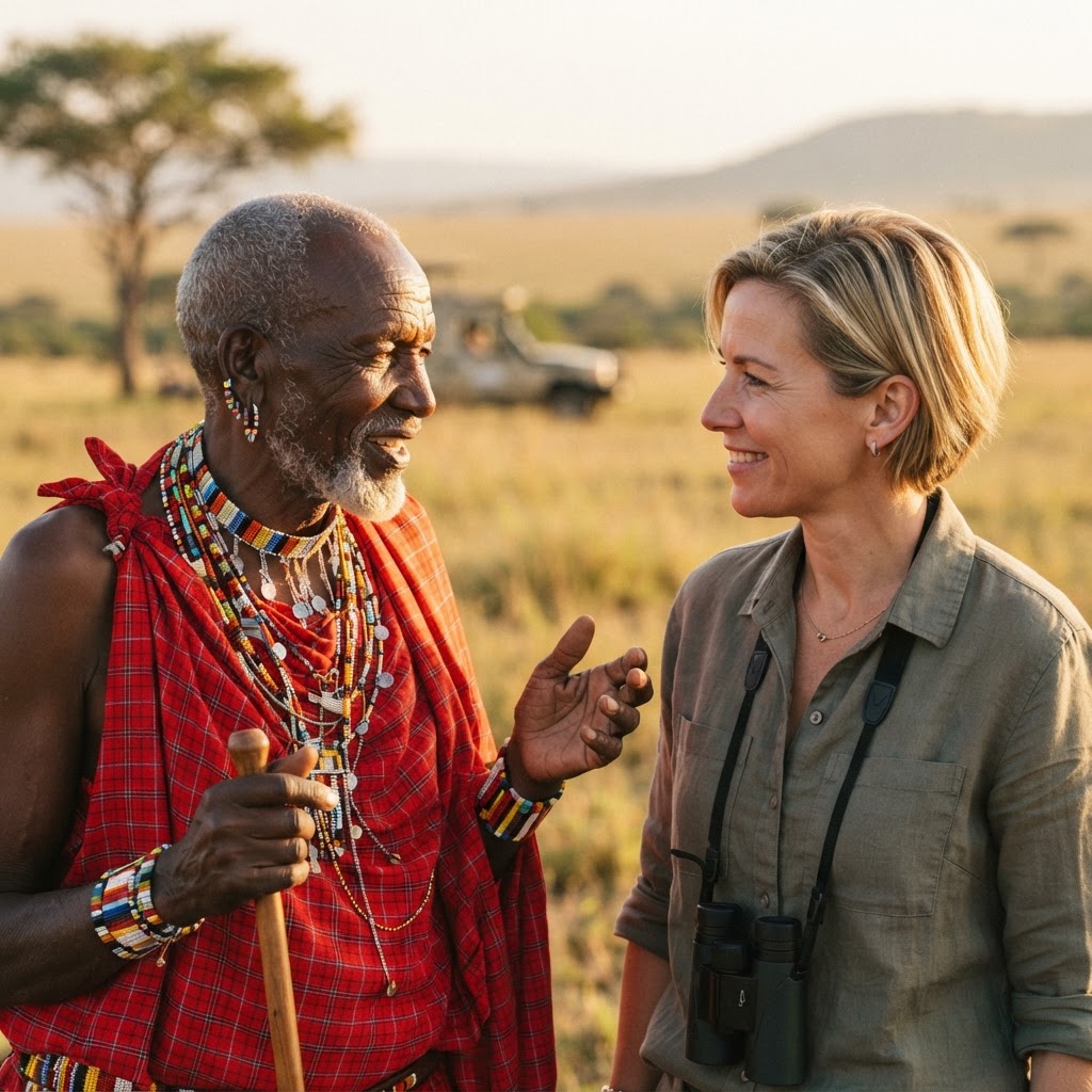 Cultural exchange and community interaction in a Kenyan conservancy.