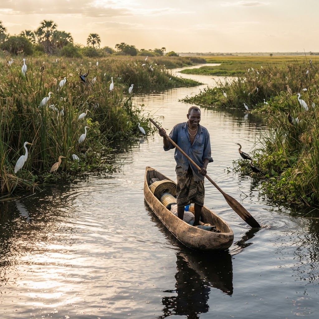 Exploring the pristine Tana River Delta by boat, a top destination for wildlife and bird watching in Kenya.
