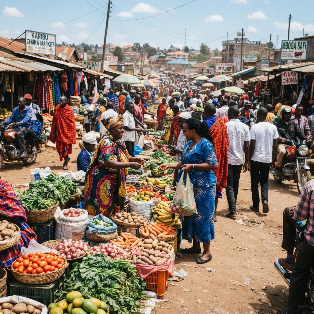 Vibrant market scene in Chuka Town, Tharaka Nithi