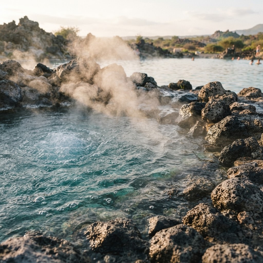 Close-up view of the natural mineral pools at Olkaria