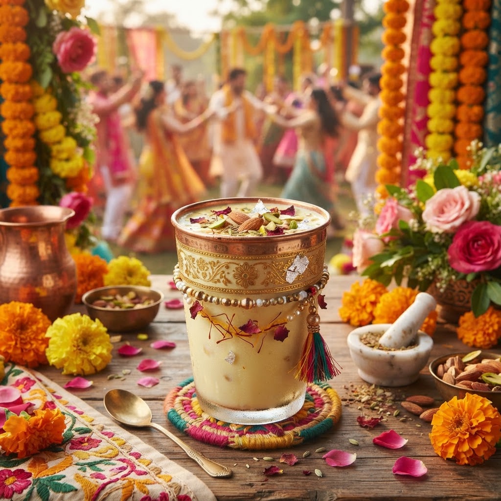 Refreshing traditional Thandai drink served during the Holi festival
