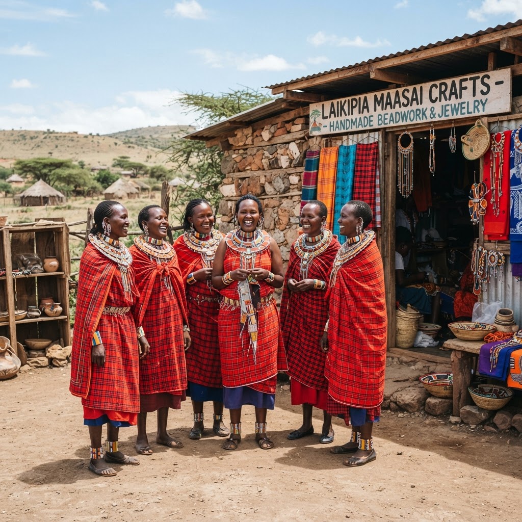 Maasai women crafting traditional beadwork in Laikipia County