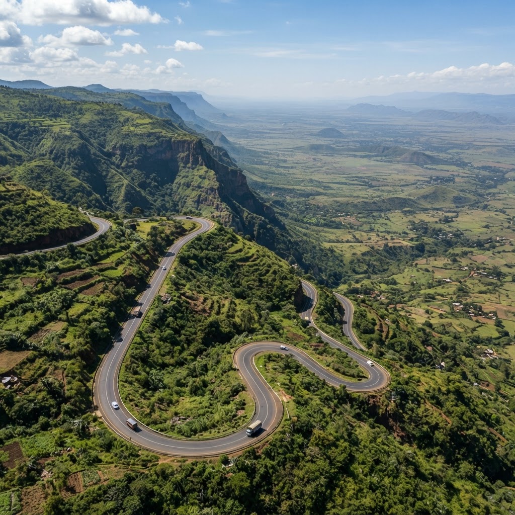 B4 highway winding through Tugen Hills