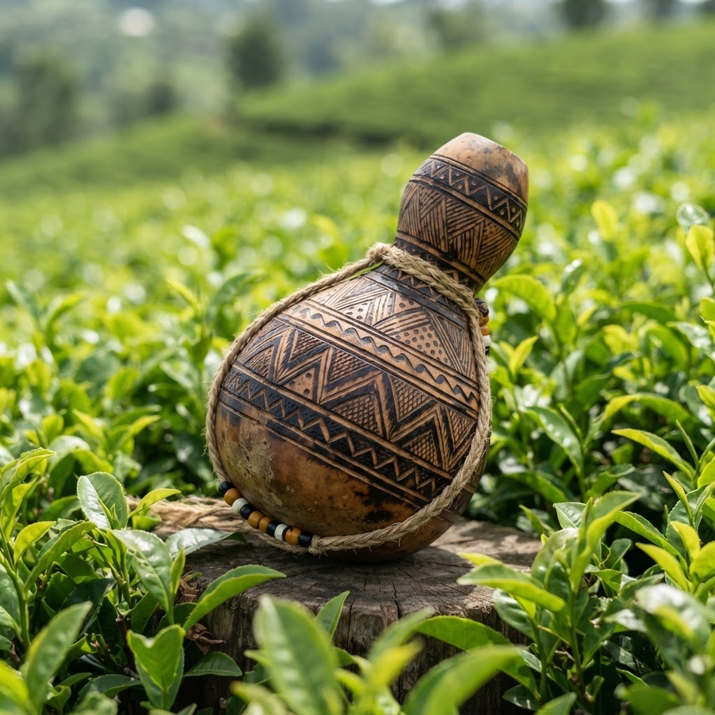 Traditional Kalenjin sotet gourd for Mursik in a tea farm