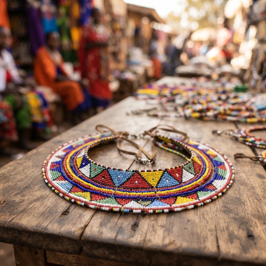 Colorful Maasai beadwork at the Narok Town market