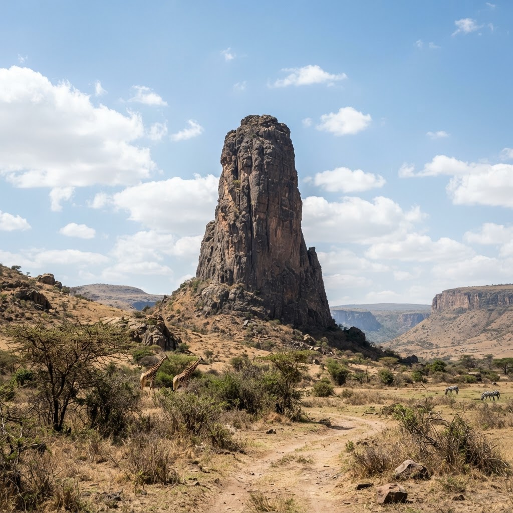 Fischer's Tower landmark in Hell's Gate National Park.