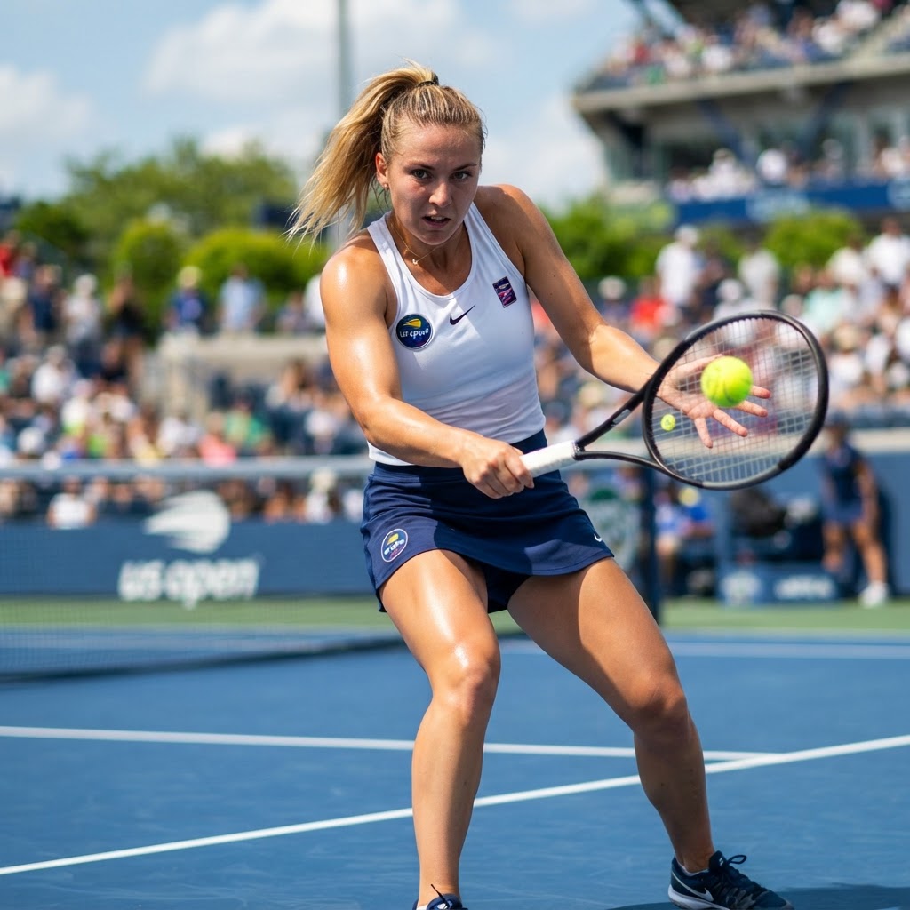 Tennis player practice session at US Open Fan Week