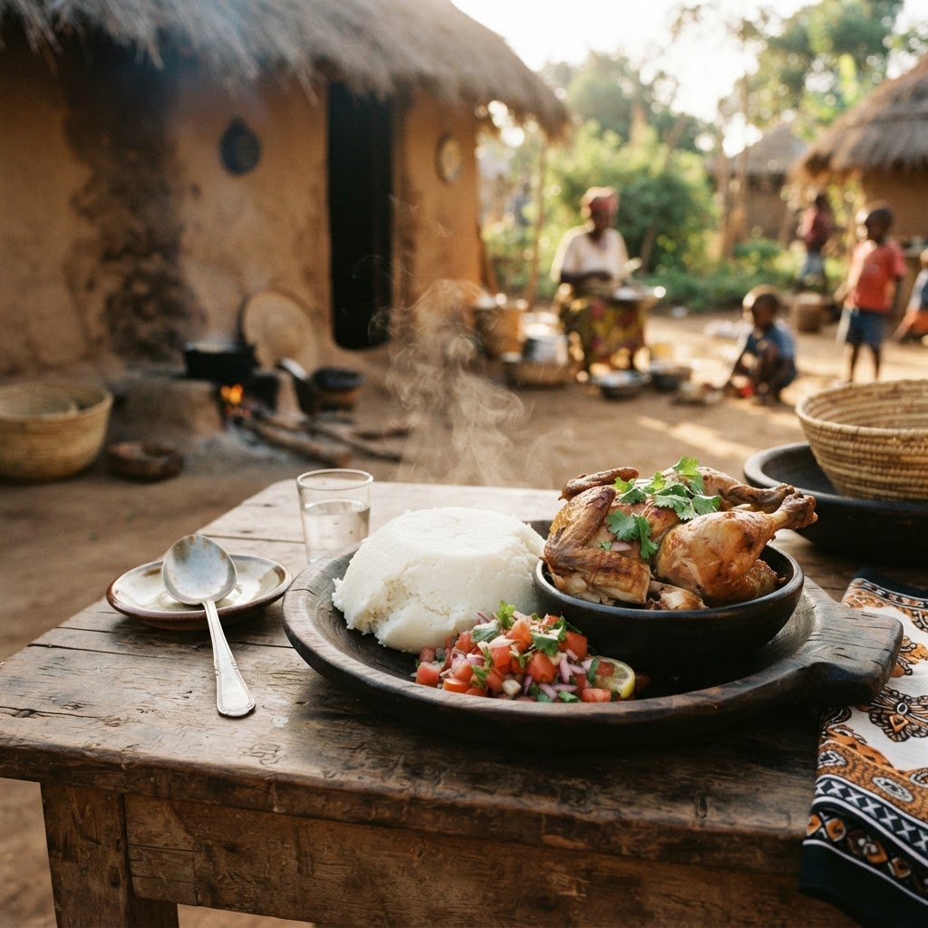 Traditional Bukusu Ingokho and Ugali meal