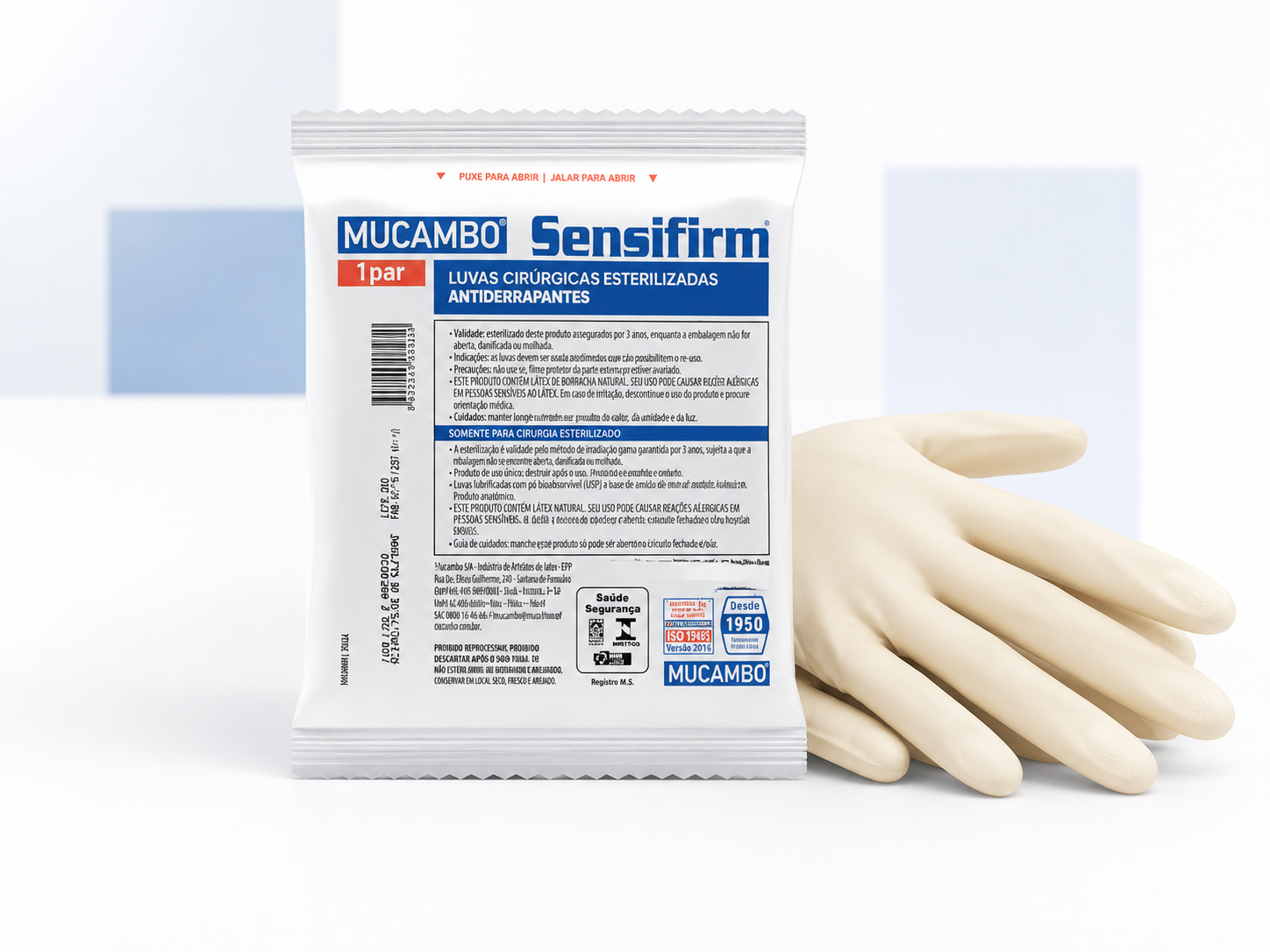 Luva Cirúrgica Esterilizada Antiderrapante Mucambo Sensifirm