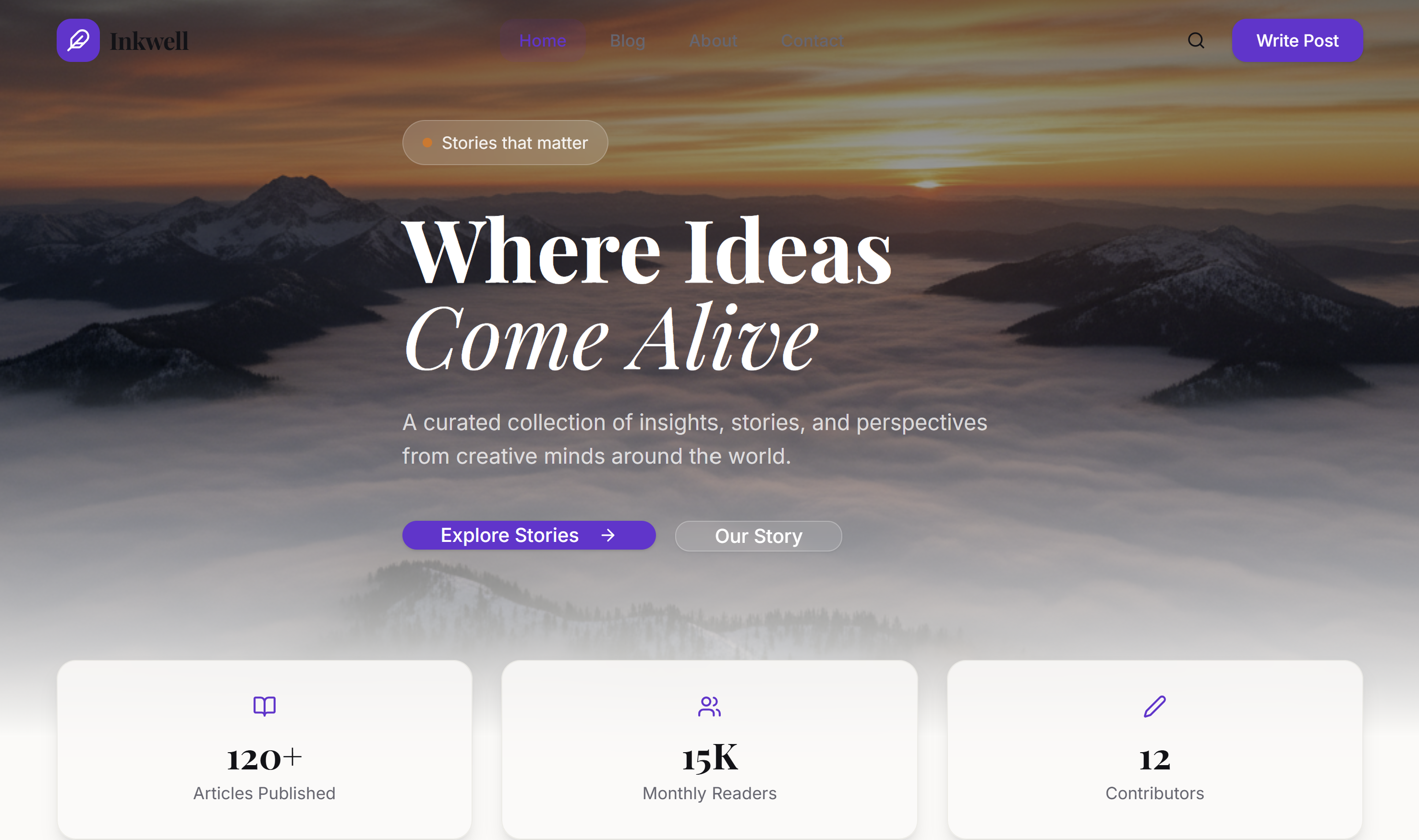 INkWell Blogging Website template preview
