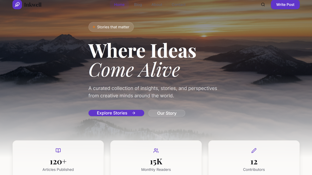 INkWell Blogging Website template preview