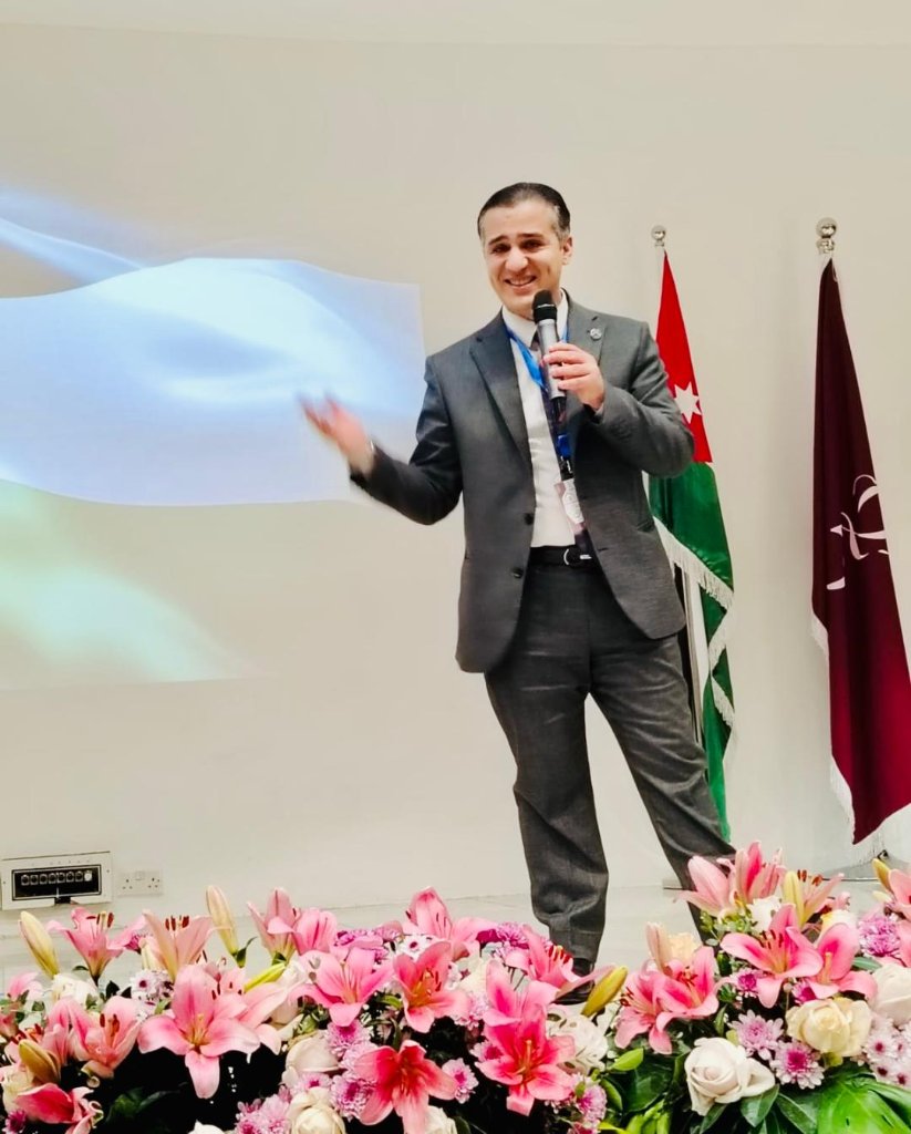 Dr. Belal AlWadi speaking as keynote at an international entrepreneurship conference