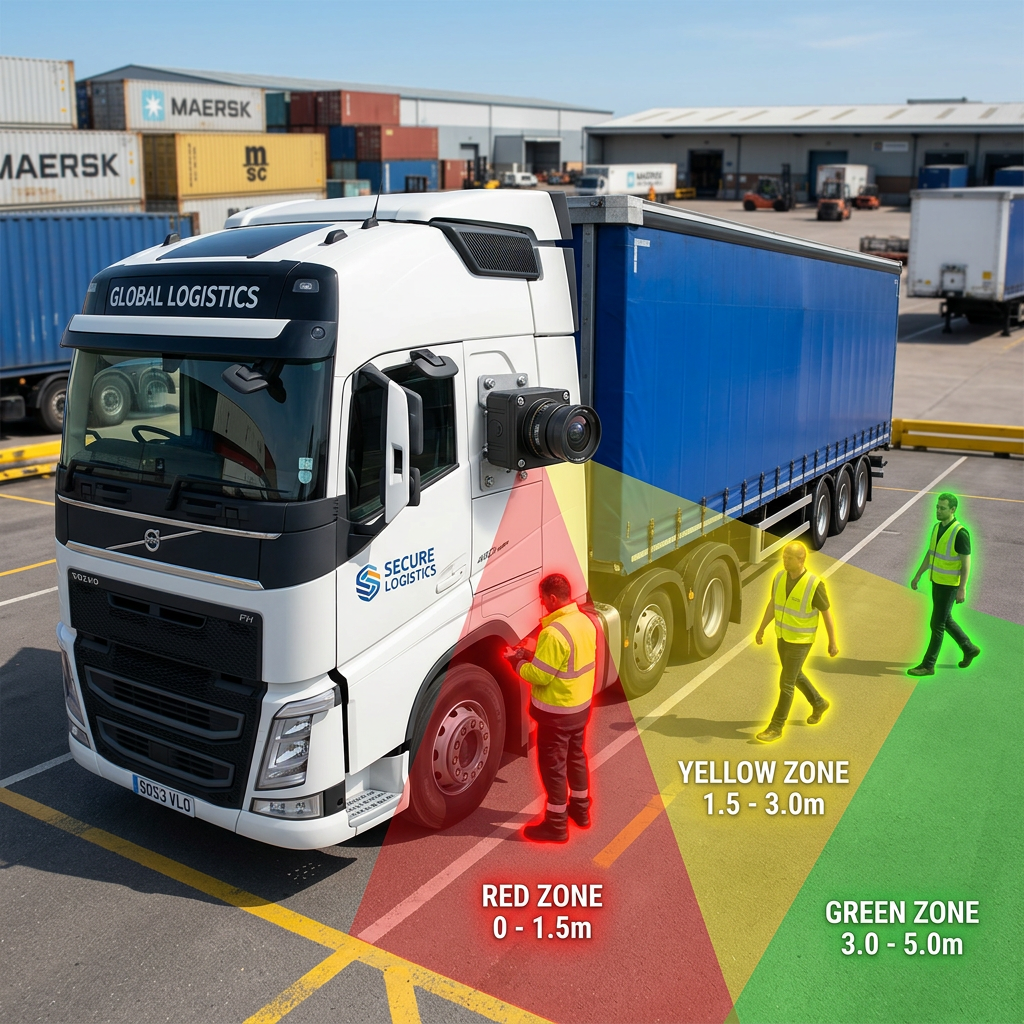 LKW mit seitlichem Kamera-Detektionsbereich