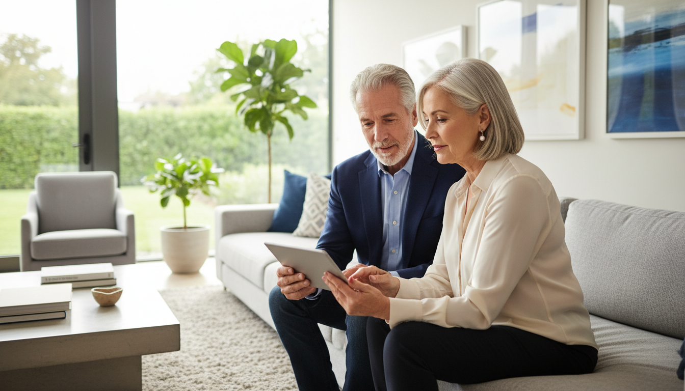 Senior couple reviewing Medicare options