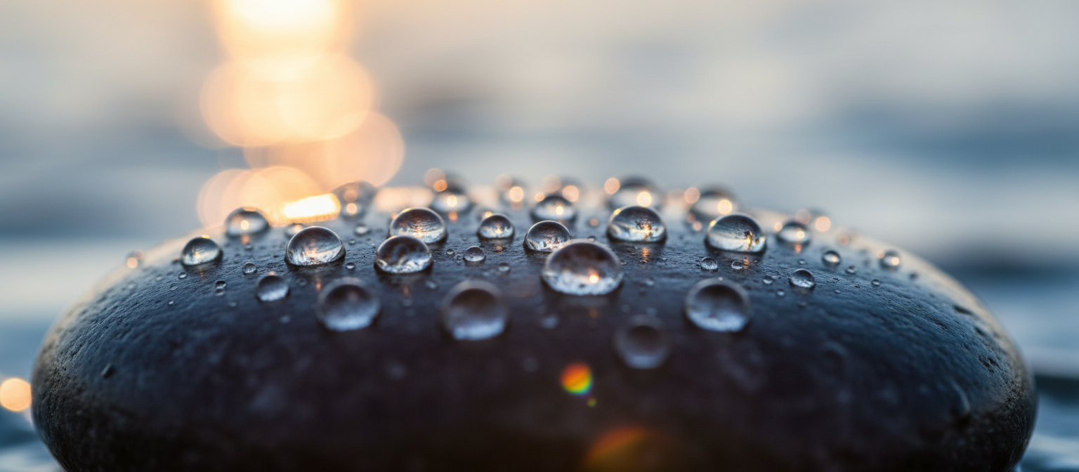 Light refracting through water creating prismatic patterns