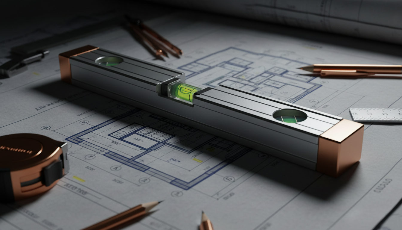 Professional tools on architectural blueprint