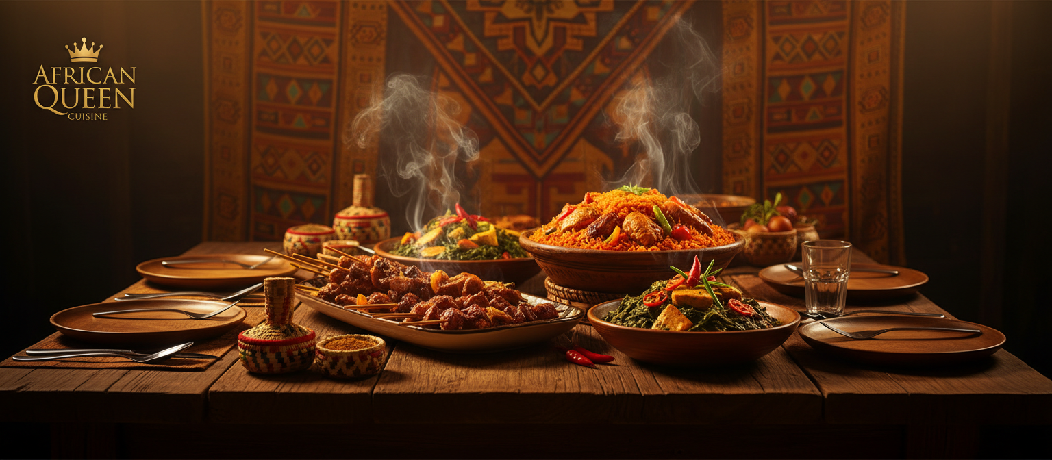 African Queen Cuisine hero - beautiful African dishes