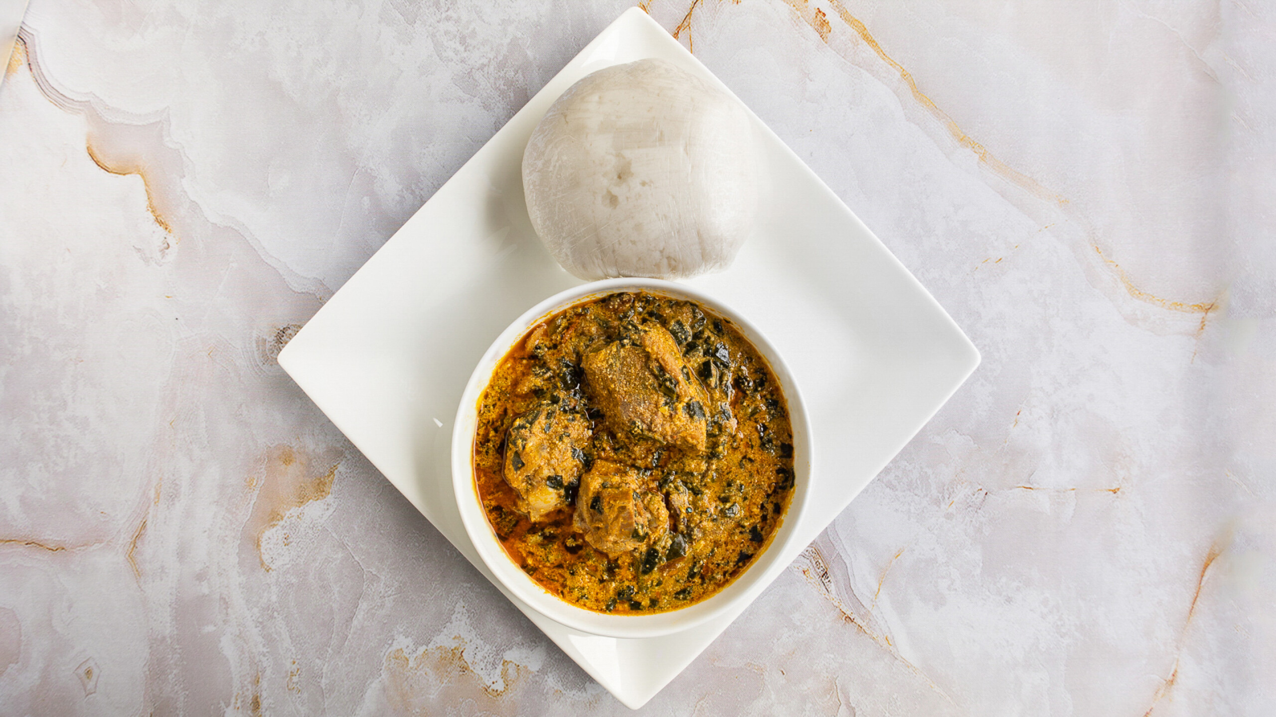 Yam Fufu - Egusi Sauce