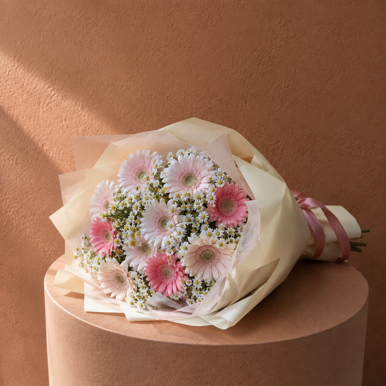 Ramo de Gerberas Rosa y Blanco