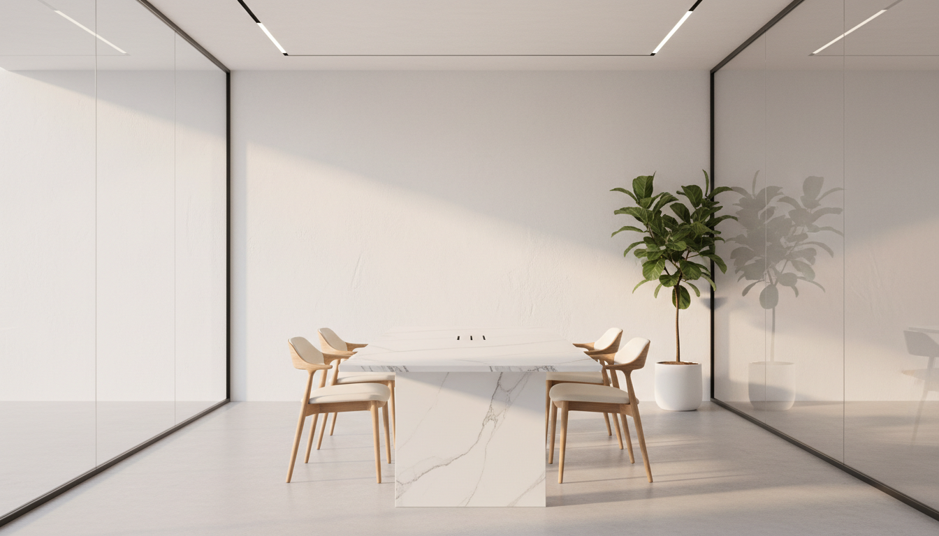 Modern consultancy boardroom with natural light