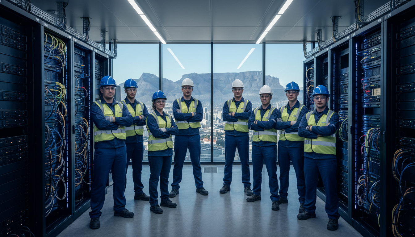 Network Art team of engineers in branded uniforms on-site in Cape Town